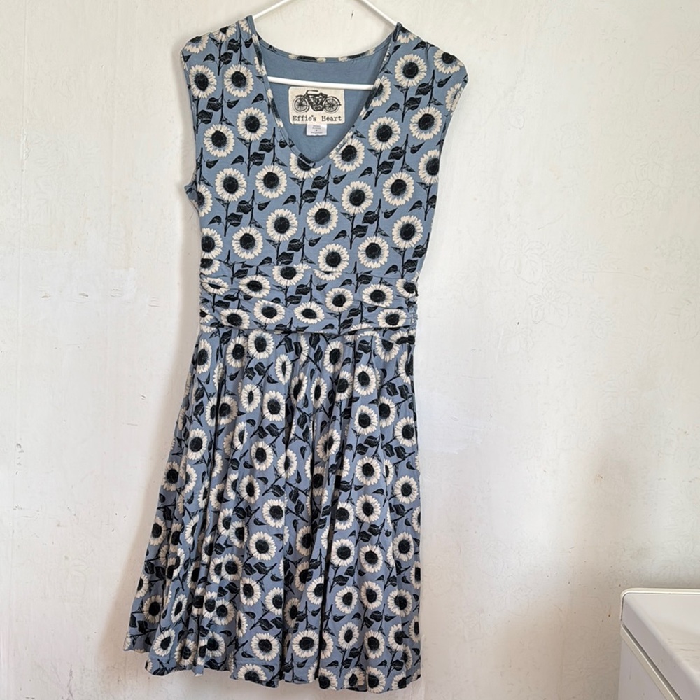 Blue Floral Sleeveless Dress